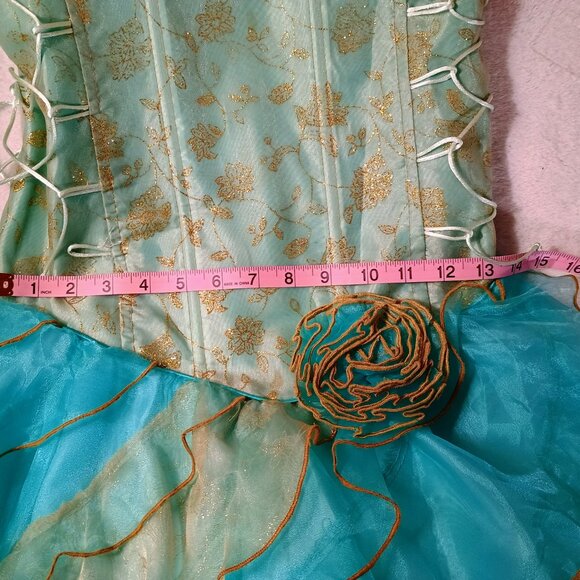 EUC: Girls' CALLA Collection sz 10 Turquoise & Gold Formal Dress - Picture 8 of 8